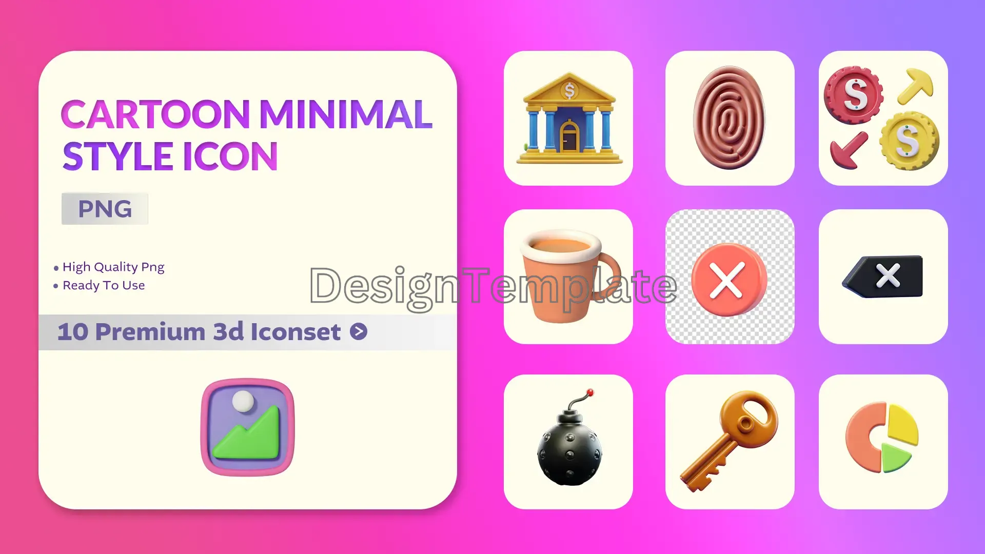 Cartoon Minimal Style Icon 3D Elements Pack